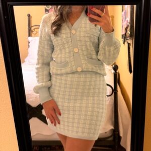 Free Assembly Light Blue Tweed Cardigan